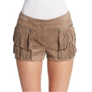 BCBGMAXAZRIA Western Faux Suede Fringe Shorts
